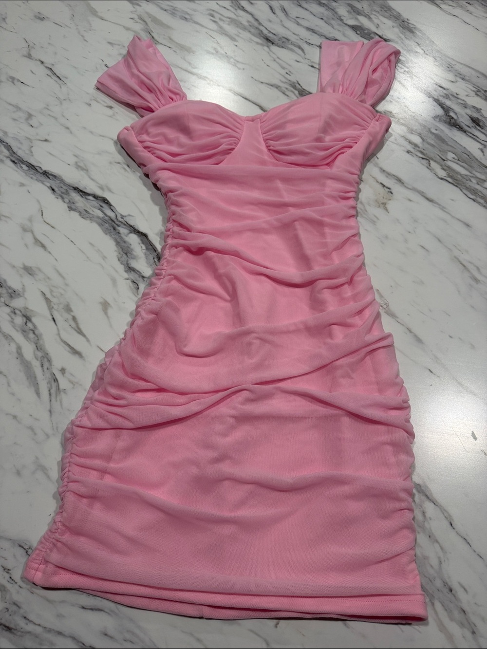 Windsor Pink Ruched Bustier Mini Dress